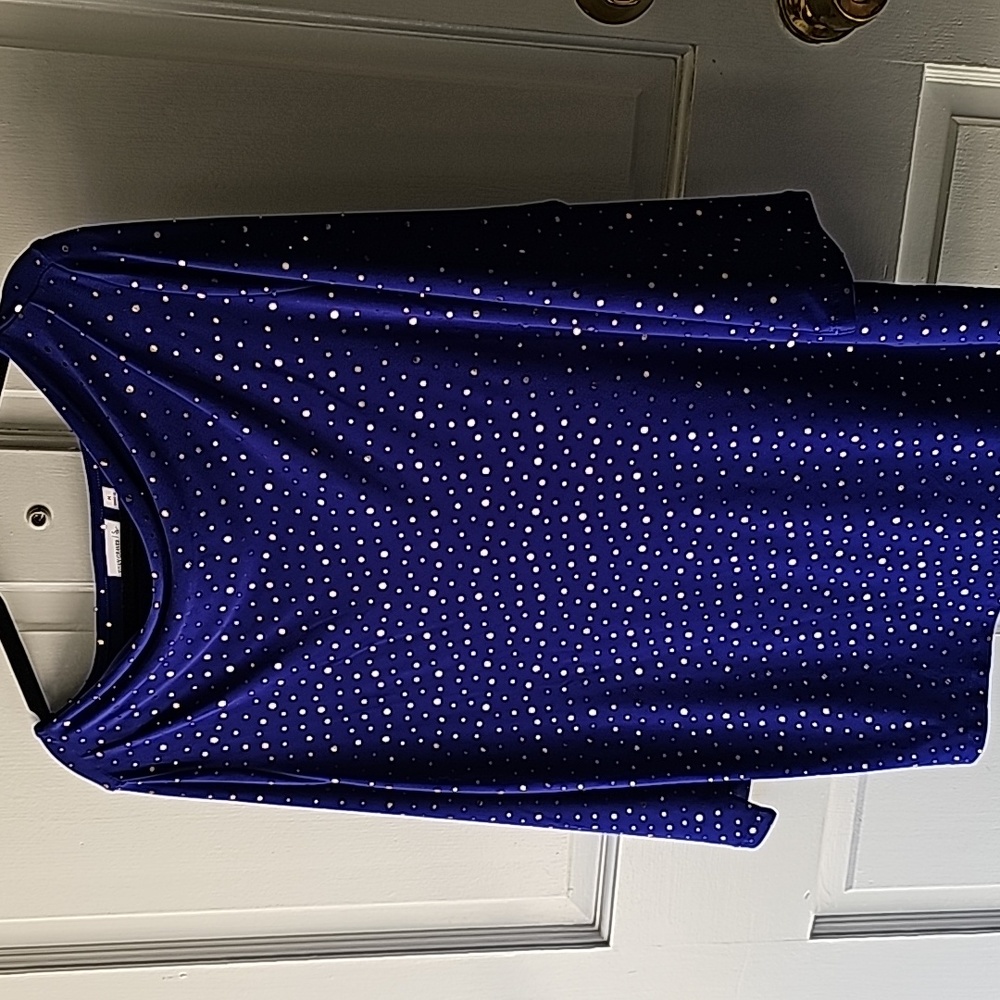 🟡SUSAN GRAVER Cowl Neck Tunic (Purple w/ Gold, Medium)